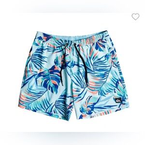 NWT Quicksilver Everyday Volley Swim Short in palm print. Kids size 12/medium